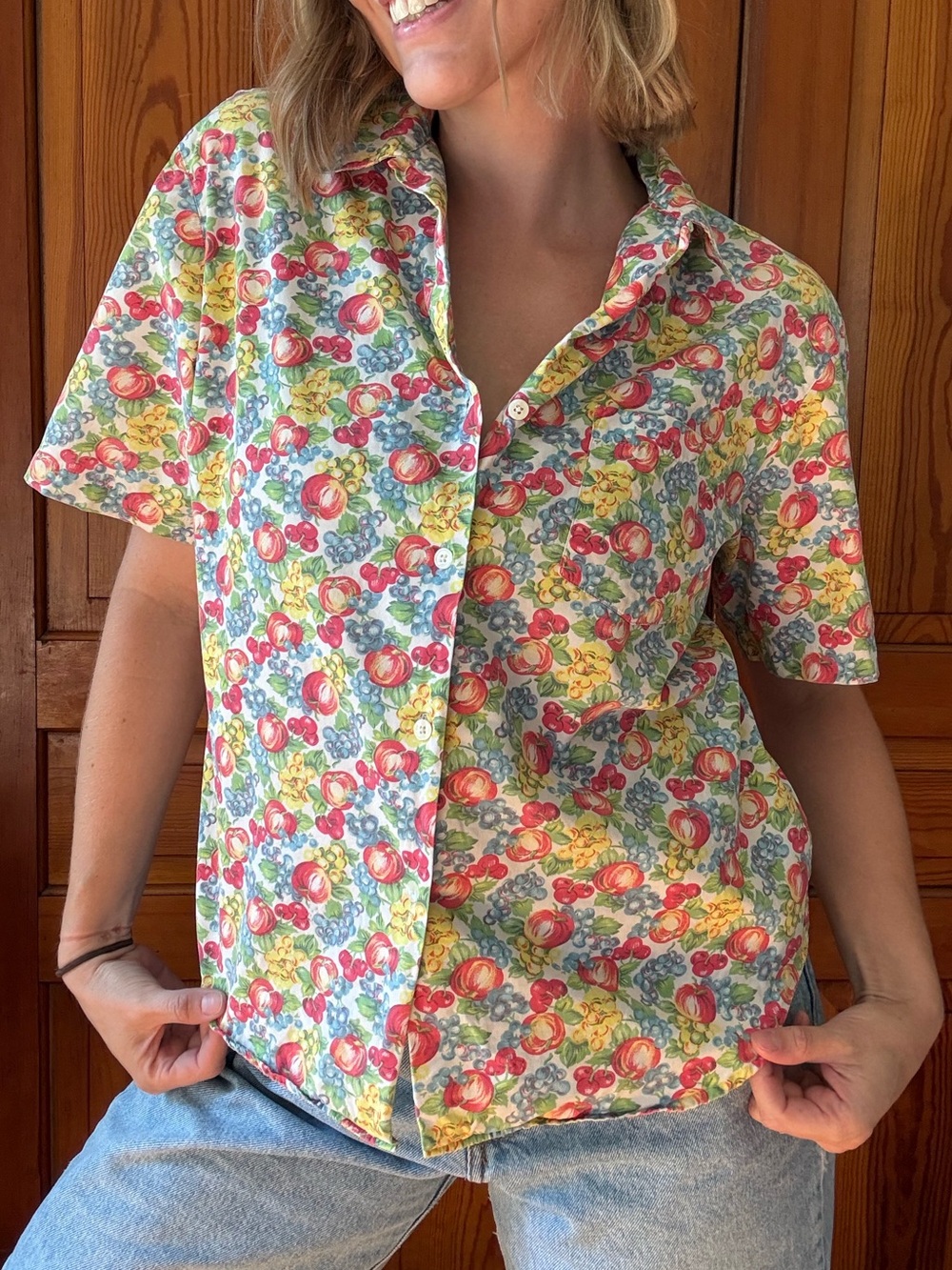 J. Crew Short-Sleeve Button-Down Shirt with Fruit Print